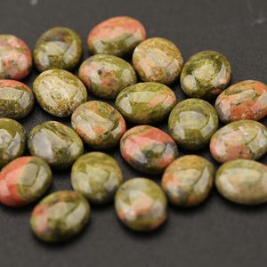 Natural Ruby in Zoisite Cabochon, Oval Gemstone Cabochon for Jewelry Making, Polished Flatback Cabochon for Ring Setting,Beading Supplies