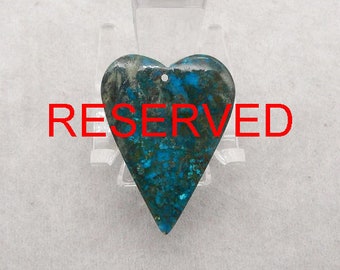 RESERVED FOR Brittany! (2024-6-10) Carved Natural Gemstone Chrysocolla Heart Shape Pendant Bead, Popular Pendant, 35x26x5mm, 6g - E19229