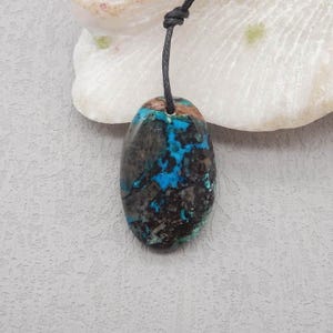 Natural Chrysocolla Gemstone Pendant Bead, Popular Pendant For Jewelry DIY Making, Gemstone Wholesale, 36x22x6mm, 10g - M464