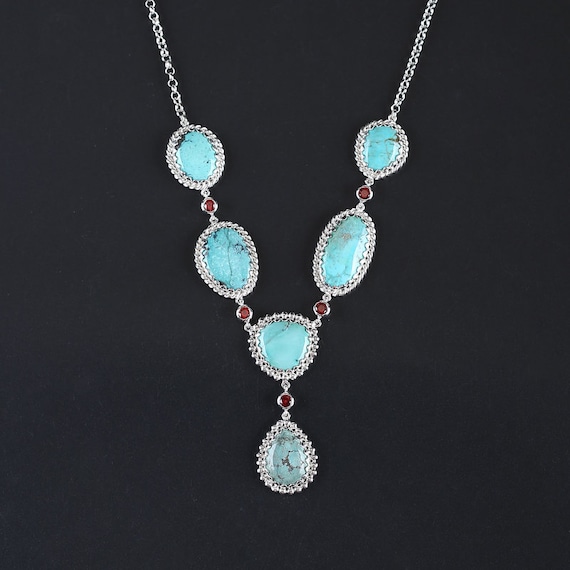 【本物】turquoise stone ネックレスチャーム　silver925 Sterling Silver 925 Beautiful Natural Gemstone Turquoise Necklace