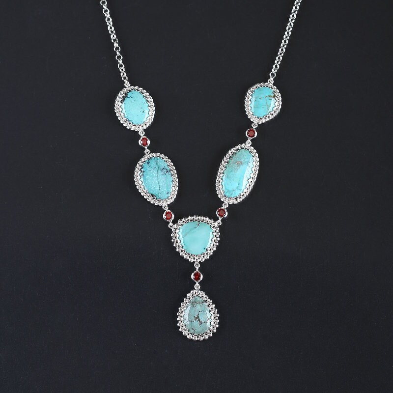 アクセサリー Turquoise silver925 designer necklace Sterling Silver 925 Beautiful Natural Gemstone Turquoise Necklace