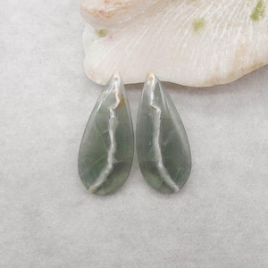 Natural Rainbow Fluorite Teardrop Gemstone Earring Beads, Popular Purple Earring Pair, Jewelry DIY Making, 46x20x5mm, 18.7g - M810
