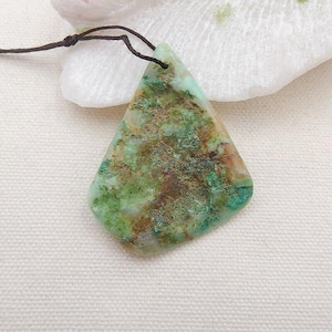 Unique Bright Pendant! Natural Chrysocolla Gemstone Pendant Bead (Rough Surface), Gemstone Wholesale, 48x41x7mm, 15.9g - E29728
