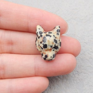 Hand Carved Dalmatian Jasper Panther Gemstone Pendant Bead, Gemstone Animal Pendant, Popular Panther Pendant, 20x15x11mm, 4g