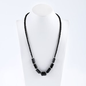 Natural Black Tourmaline Faceted Gemstone Loose Beads Necklace, Best Jewelry Gift, 18x14x11mm, 15x8x7mm, 4x2mm, 20 Inch, 25.8g - JJ670
