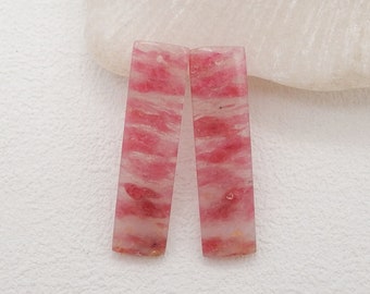 Natural African Rhodonite Gemstone Earring Beads, Beautiful Beads Pair Gift For Her, Handmade Earrings, 38x10x4mm, 7.5g - E17921