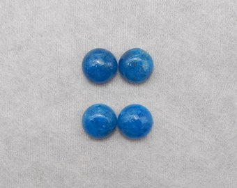 2 Pairs Natural Gemstone Blue Apatite Crystal Round Cabochons, Gemstone Cabochon Wholesale, 10x5mm, 3.7g - E17808