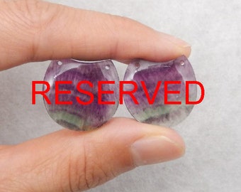 RESERVED FOR Jackie Parrish! (2024-5-19) Natural Rainbow Fluorite Double Holes Gemstone Earring Beads, 21x20x4mm, 7.9g - E18552