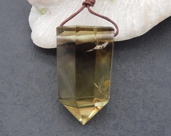 Natural Citrine Faceted Gemstone Pendant Bead, Side Drilled Stone Cabochon For Necklace, Unique Pendant, 44x25x24mm, 38.3g - SS3244