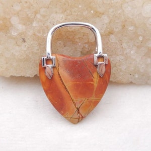 1PC Carved Natural Multi-Color Picasso Jasper Heart Handbag Gemstone Pendant, Unique Pendant Bead, Lovely Pendant, 40x28x8mm, 13g - JM031