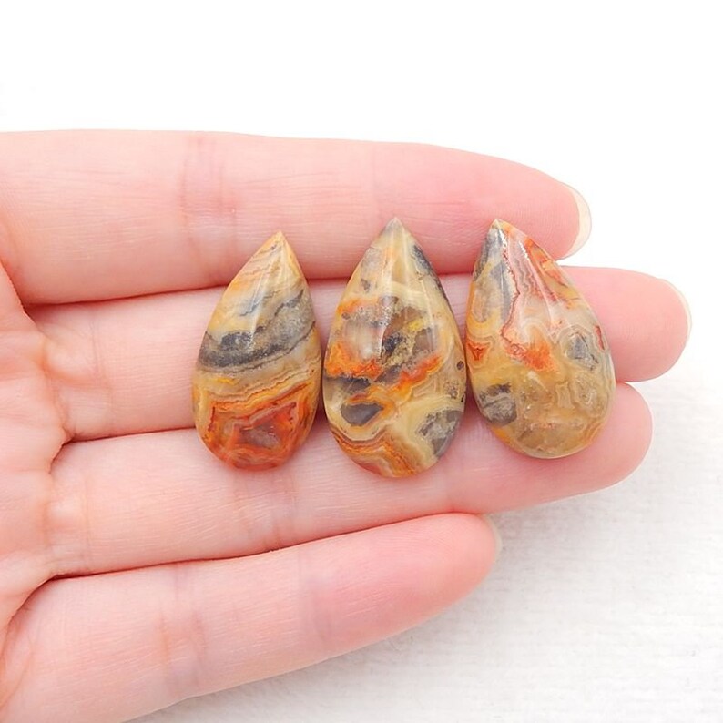 SALE,3Pcs Crazy Lace Agate Cabochons,28x16x5mm,26x14x5mm,9g-S8293
