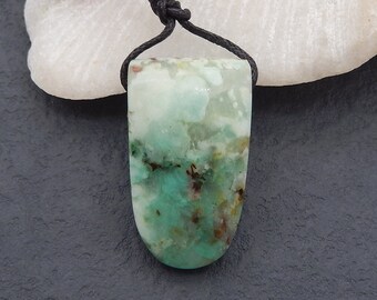 New Arrival! Natural Chrysocolla Drilled Pendant Bead, Side Drilled Pendant, Jewelry DIY Making, 34x19x12mm, 13.4g - E18585