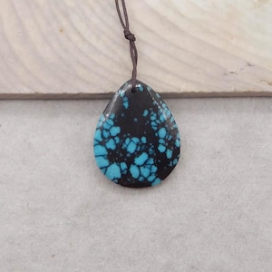 Beautiful Natural Turquoise Gemstone Pendant Bead, Drilled Turquoise Cabochon For Jewelry DIY Making, Gift For Her, 29x22x5mm, 4.5g - SS5012