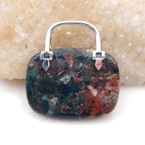 1 Piece Handcarved Ocean Jasper Handbag Pendant, Unique Pendant For Gift, 43x41x10mm 26g-JM037