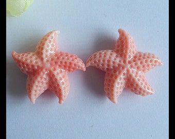 Wholesale! Pink Conch Shell (Made Of Powder Of Shell, Color Is Enhanced ) Starfish Earring Beads, 20x25x8mm, 4.8g