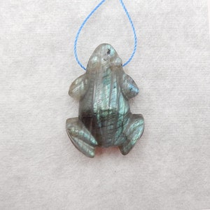 Hot Sale! Carved Labradorite Frog Gemstone Pendant Bead, Carved Stone Animale Pendant, 30x20x10mm, 7.4g - SS2133