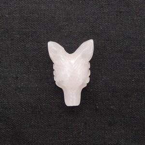Carved Natural Rose Quartz Wolf Head Gemstone Pendant Bead, Popular Stone Wolf Bead For Necklace Design, 33x22x12mm, 9.4g - M239