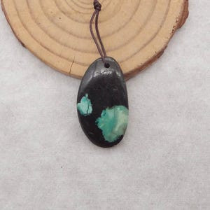 Beautiful Natural Turquoise Gemstone Pendant Bead, Drilled Turquoise Cabochon For Jewelry DIY Making, Gift For Her, 31x17x7mm, 4.7g - SS5013
