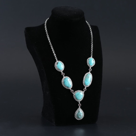 アクセサリー Turquoise silver925 designer necklace Sterling Silver 925 Beautiful Natural Gemstone Turquoise Necklace