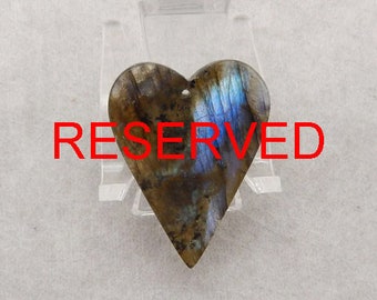 RESERVED FOR Brittany! (2024-6-10) Carved Natural Labradorite Heart Shape Gemstone Pendant Bead, Flash Pendant, 35x26x5mm, 5.7g - E19224