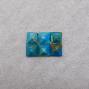 6PCS Natural Blue Opal Faceted Square Gemstone Cabochons (Can be drilled), Beautiful Blue Opal Cabochons, 8x8x5mm, 2g - E29953