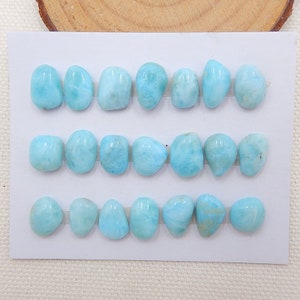 21 STKS Natuurlijke larimar cabochons met onregelmatige vorm, cabochons groothandel, sieraden maken, 10 x 8 x 5 mm, 8 x 8 x 4 mm, 10,1 g - SS3055