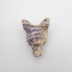 Carved Natural Purple Lace Agate Wolf Head Gemstone Pendant Bead, Unique Big Size Gemstone Wolf Pendant, 62x44x25mm, 83.7g - SS4667