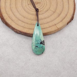 Beautiful Natural Turquoise Gemstone Pendant Bead, Drilled Turquoise Cabochon For Jewelry DIY Making, Gift For Her, 26x10x3mm, 1g - SS5005