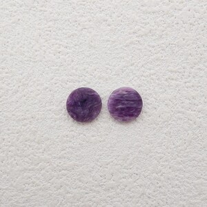 Paire de cabochons ronds de pierres précieuses de charoïte naturelle, cabochons violets, fabrication de bijoux bricolage, vente en gros de cabochons de pierres précieuses, 8 x 1,5 mm, 0,4 g - E24244