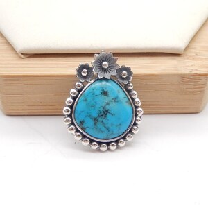 New! Sterling Silver 925 Natural Turquoise Gemstone Pendant, Popular Pendant For Necklace, Best Gift For Her, 26x21x4mm, 4.2g - BTF588