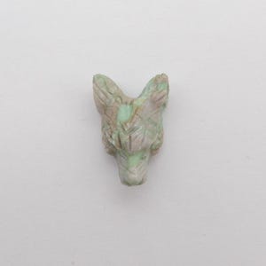Wolf Head Wholesale, Carved Natural Variscite Wolf Head Pendant Bead, Popular Pendant For Necklace, 24x16x10mm, 3.9g - E29182