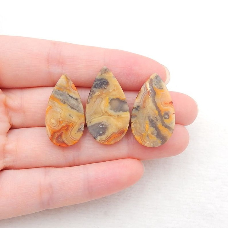 SALE,3Pcs Crazy Lace Agate Cabochons,28x16x5mm,26x14x5mm,9g-S8293