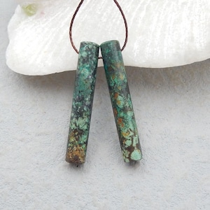 New! Natural African Turquoise Earrings Beads, Matched Earring Pair, Drilled Gemstone Earrings, Popular Earrings, 30x5mm, 3.3g