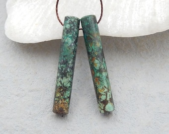 New! Natural African Turquoise Earrings Beads, Matched Earring Pair, Drilled Gemstone Earrings, Popular Earrings, 30x5mm, 3.3g