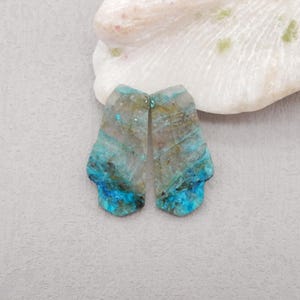 Orecchini con perline di crisocolla naturale (lato ruvido), orecchini con pietra forata, regalo di gioielli con pietre preziose, 43x20x3 mm, 10,9 g - E28918
