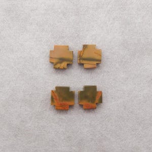 2PAIRS Carved Multi Color Picasso Jasper Cross Shape Gemstone Cabochons (can be drilled), Unique Cabochons Pair, 9x9x3mm, 2g - M072