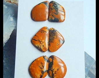 SALE,3 Pair Yellow Turquoise Gemstone Cabochons ,7.1g (Cpa753)