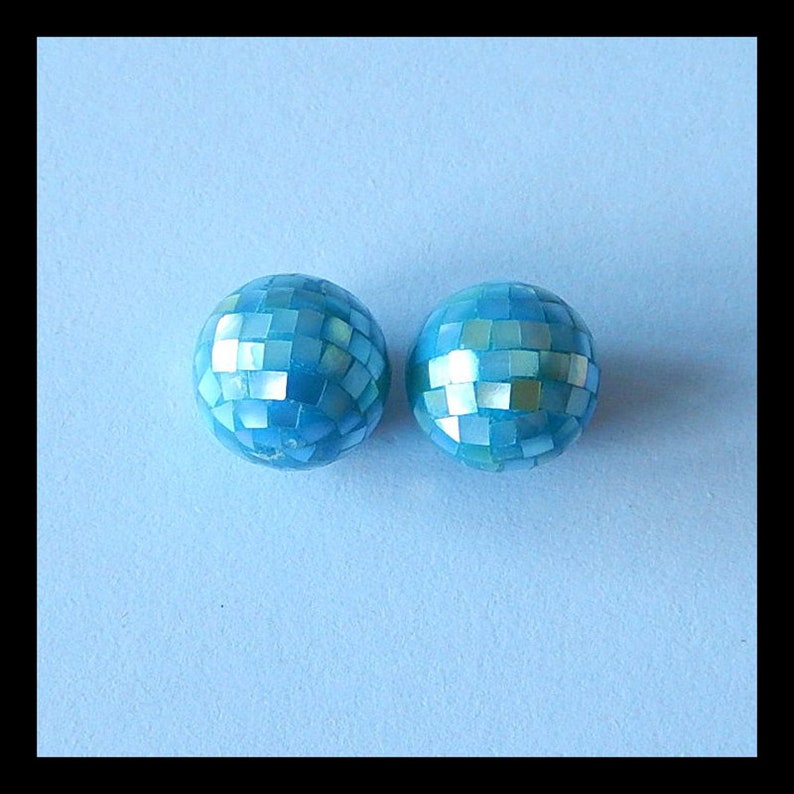 New Design,M.O.P Gemstone Cabochon Pair,12x12mm,4.8g T7834