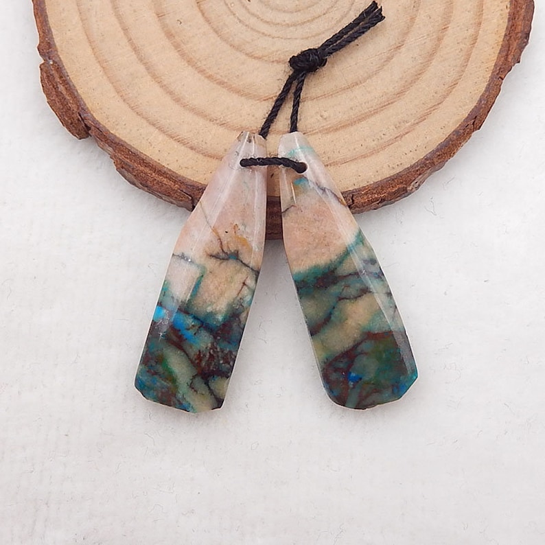 New 5.9g Hot Sales Chrysocolla Earrings Y6348 Handmade Gemstone for Jewelry Making 34x11x5mm Woman/'s Accessories