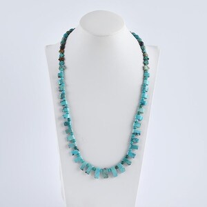 1 Strand 23 Inch Beautiful Natural Turquoise Loose Beads Necklace, Handmade Turquoise Necklace For Gift, 16x7x4mm, Beads 4mm, 32g - JJ798