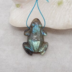 Hot Sale! Carved Natural Flash Labradorite Frog Gemstone Pendant Bead, Carved Stone Animale Pendant, 29x20x9mm, 6.6g - SS3179