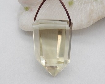 Natural Citrine Faceted Gemstone Pendant Bead, Side Drilled Stone Cabochon For Necklace, Unique Pendant, 41x28x22mm,  36.4g - E16445