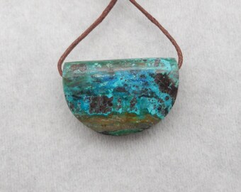 New Arrival! Natural Chrysocolla Drilled Pendant Bead, Side Drilled Pendant, Jewelry DIY Making, 28x18x10mm, 9.3g - E18584