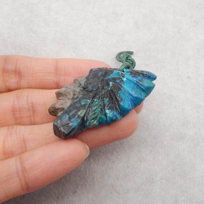 ネックレス・ペンダント Indian BearColal Head Hand Made Carved Natural Chrysocolla Gemstone Indian Head Pendant Bead