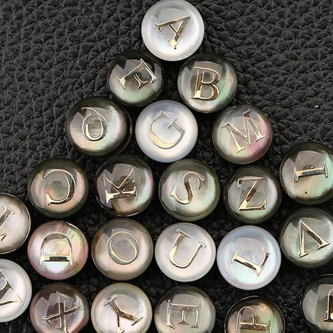Black Shell Alphabet Beads, 26 Letters for Mother's Day Gift, Name ...
