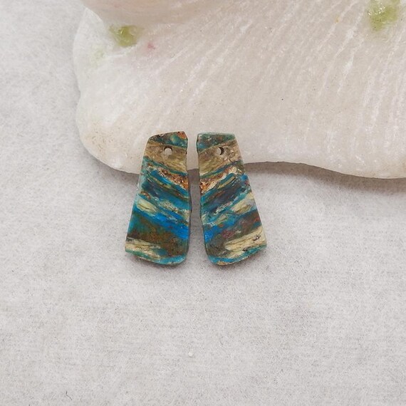 Nugget (rough Sides) Natural Blue Opal Gemstone Earring Beads