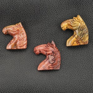 Natural Stone Horse Bead, Carved Mookite Jasper Focal Pendant, 3D Animal Head Charm, DIY Mustang Jewelry Supply, Equestrian Art