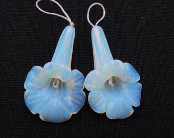 New! Opalite Carved Flower Earring Beads, Popular Gemstone Flower Earrings, Gemstone For Jewelry DIY Making, 41x24x11mm, 12g