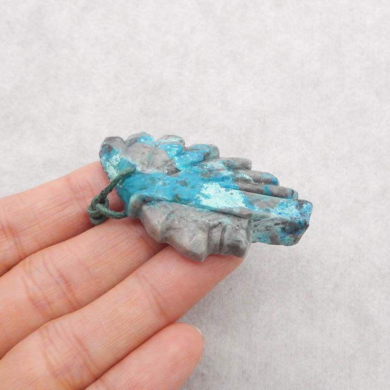 Carved Natural Chrysocolla Indian Head Gemstone Pendant Bead for