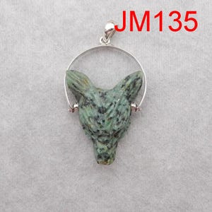 Hot Sale! Carved Natural Gemstones Wolf Head Pendant Bead, 925 Silver Necklace Buckle, Popular Stone Wolf Head Pendant, Best Gift For Him